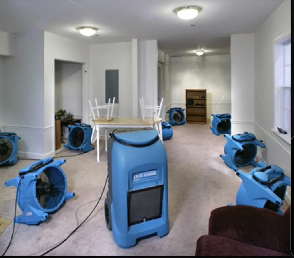 Air movers and dehumidifier setup for Water Extraction & Removal in Hoover